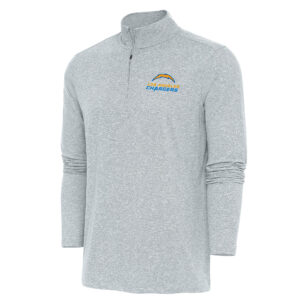 Men's Antigua  Heather Gray Los Angeles Chargers Hunk Quarter-Zip Pullover Top