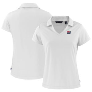 Women's Cutter & Buck  White New York Giants Throwback Daybreak Eco Recycled V-Neck Polo