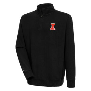 Men's Antigua  Black Illinois Fighting Illini Victory Quarter-Zip Pullover Top