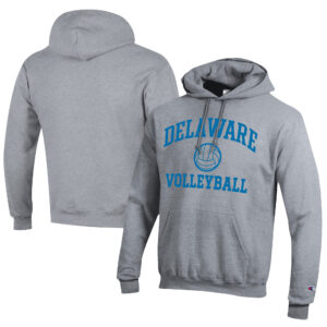 Men's Champion  Gray Delaware Fightin' Blue Hens Icon Logo Volleyball Eco Powerblend Pullover Hoodie