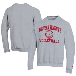 Men's Champion  Gray Western Kentucky Hilltoppers Icon Logo Volleyball Eco Powerblend Pullover Sweatshirt