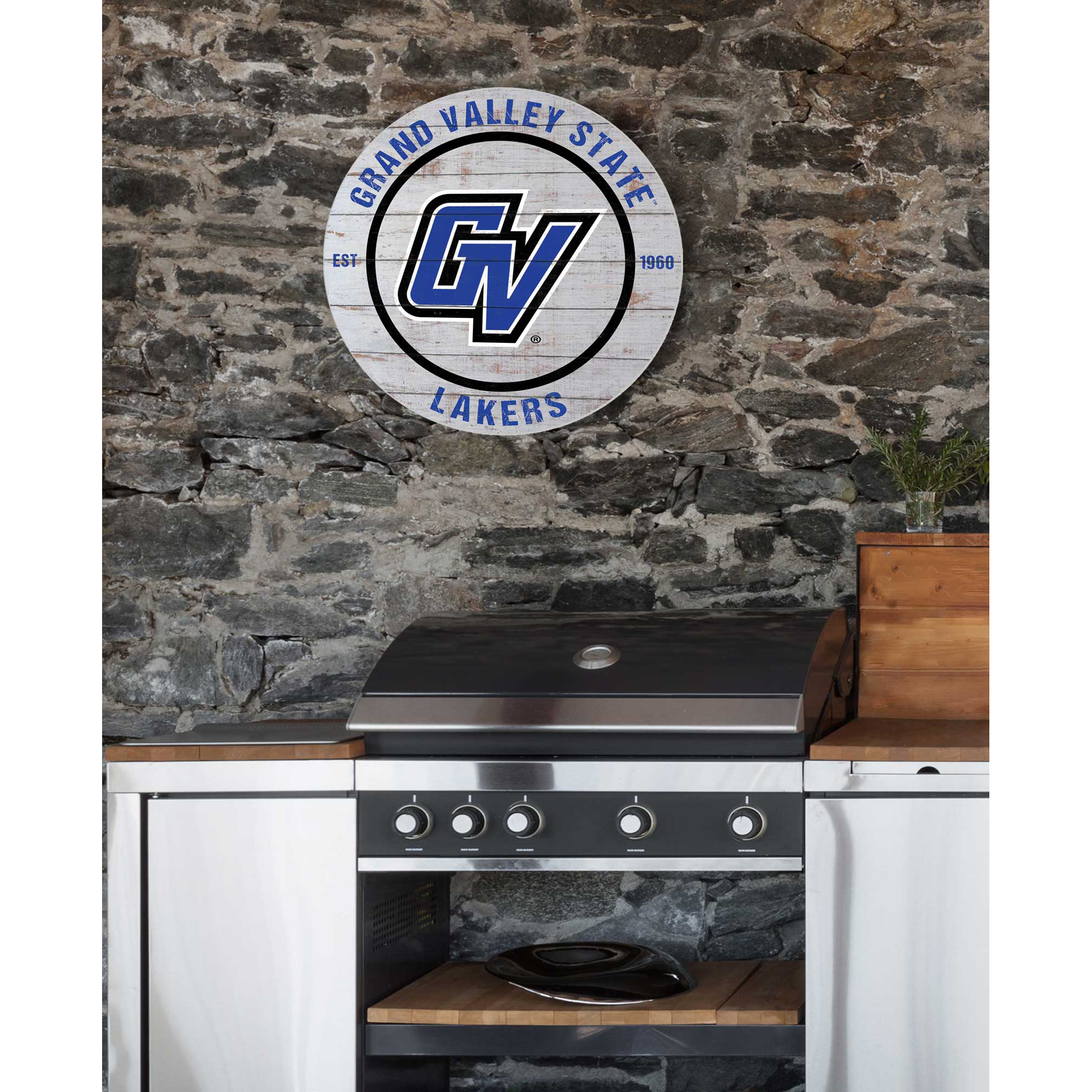 Grand Valley State Lakers 20" Indoor/Outdoor Weathered Circle Sign - Image 3