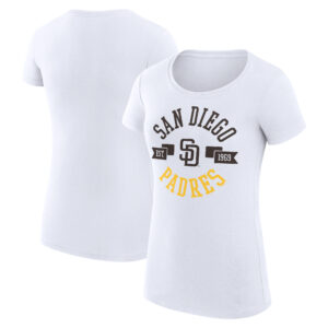 Women's G-III 4Her by Carl Banks White San Diego Padres City Graphic Fitted T-Shirt