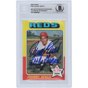 Johnny Bench Cincinnati Reds Autographed 1975 Topps Series 1 #260 Beckett Fanatics Witnessed Authenticated Card with "Little General" Inscription