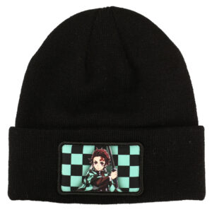Men's  Black Demon Slayer: Kimetsu no Yaiba Cuffed Knit Hat