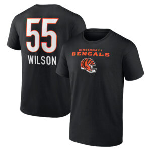 Men's Logan Wilson Black Cincinnati Bengals Team Wordmark Player Name & Number T-Shirt