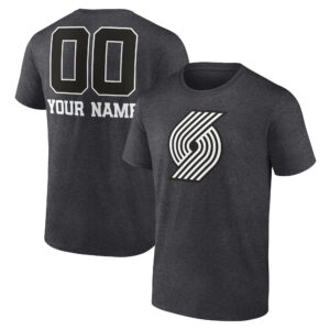Men's Charcoal Portland Trail Blazers Personalized Name & Number Monochrome T-Shirt