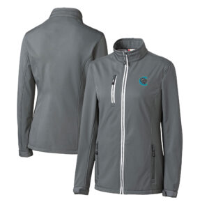 Women's Cutter & Buck  Steel Charlotte Knights Clique Telemark Eco Stretch Softshell Full-Zip Jacket