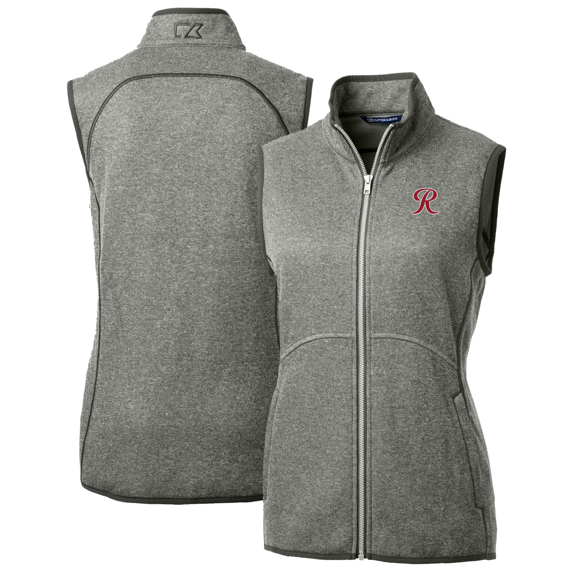 Women's Cutter & Buck Heather Gray Tacoma Rainiers Mainsail Sweater Knit Full-Zip Vest