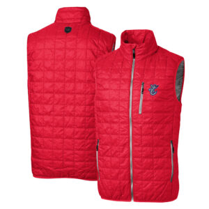 Men's Cutter & Buck Red Corpus Christi Hooks Rainier PrimaLoft Eco Insulated Full-Zip Puffer Vest