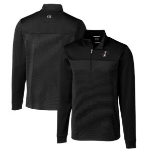 Men's Cutter & Buck  Black Albuquerque Isotopes Traverse Stripe Stretch Quarter-Zip Pullover Top