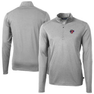 Men's Cutter & Buck Gray Jacksonville Jumbo Shrimp Virtue Eco Pique Recycled Quarter-Zip Pullover Top