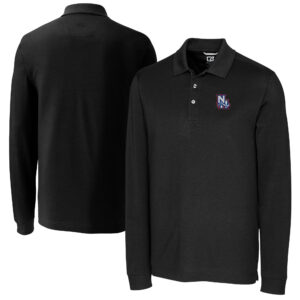 Men's Cutter & Buck  Black New Hampshire Fisher Cats Advantage Tri-Blend Pique Big & Tall Long Sleeve Polo