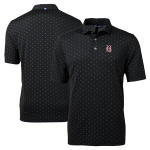 Men's Cutter & Buck Black Birmingham Barons Big & Tall Virtue Eco Pique Tile Print Recycled Polo