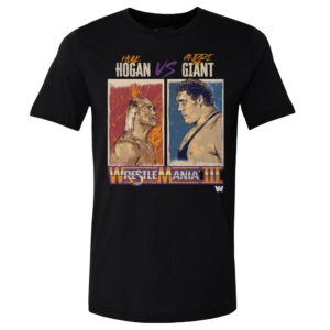 Men's 500 Level  Black WrestleMania Hulk Hogan Vs. Andre The Giant T-Shirt