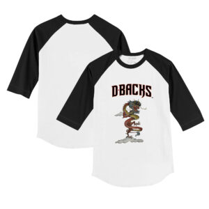 Infant Tiny Turnip White/Black Arizona Diamondbacks 2024 Year of the Dragon 3/4-Sleeve Raglan T-Shirt