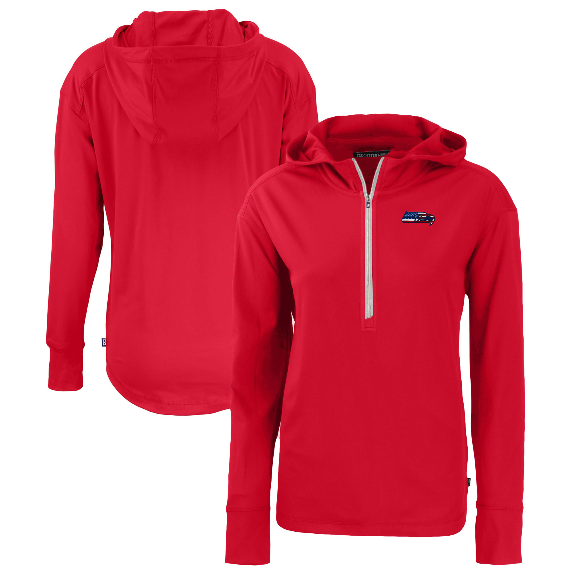 Women's Cutter & Buck Red Seattle Seahawks Daybreak Eco Recycled Half-Zip Hoodie