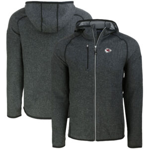 Men's Cutter & Buck Heather Charcoal Kansas City Chiefs  Mainsail Full-Zip Hooded Jacket