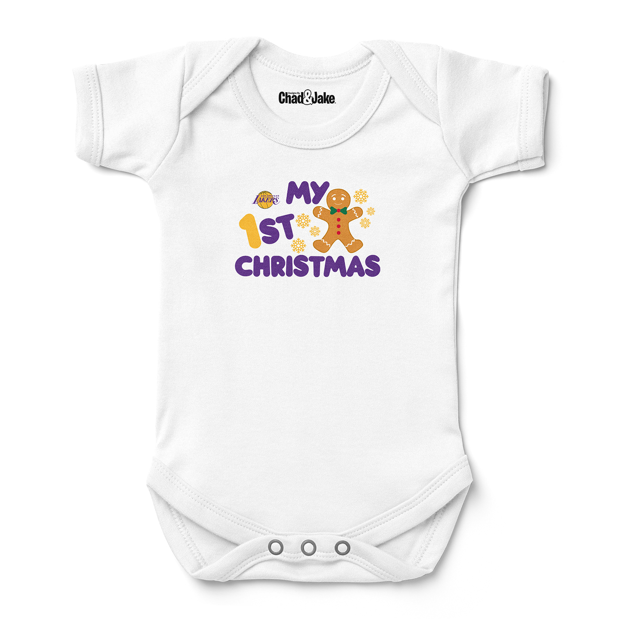 Newborn & Infant Chad & Jake White Los Angeles Lakers Gingerbread Christmas Bodysuit