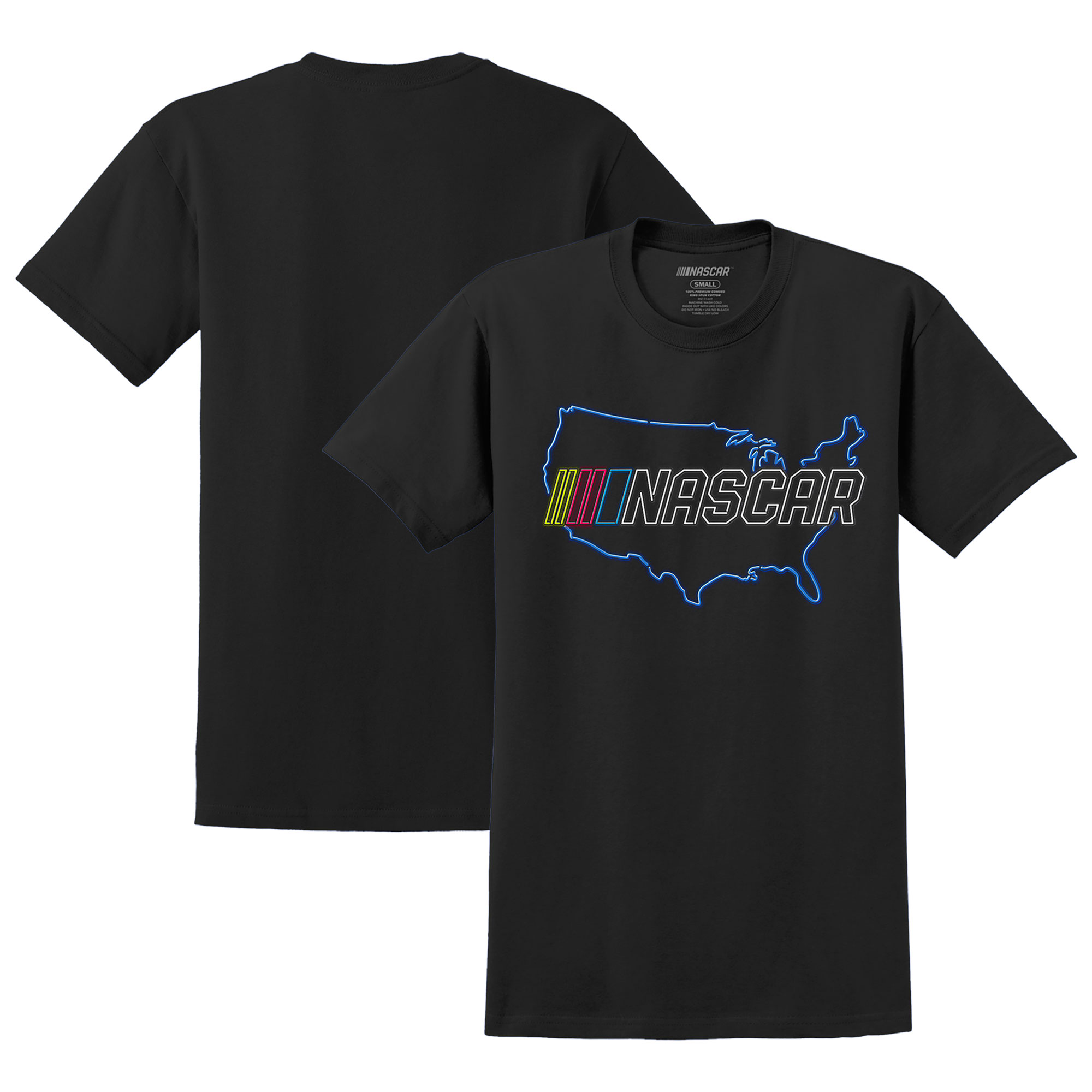 Men's Black NASCAR Neon Map T-Shirt - Image 4