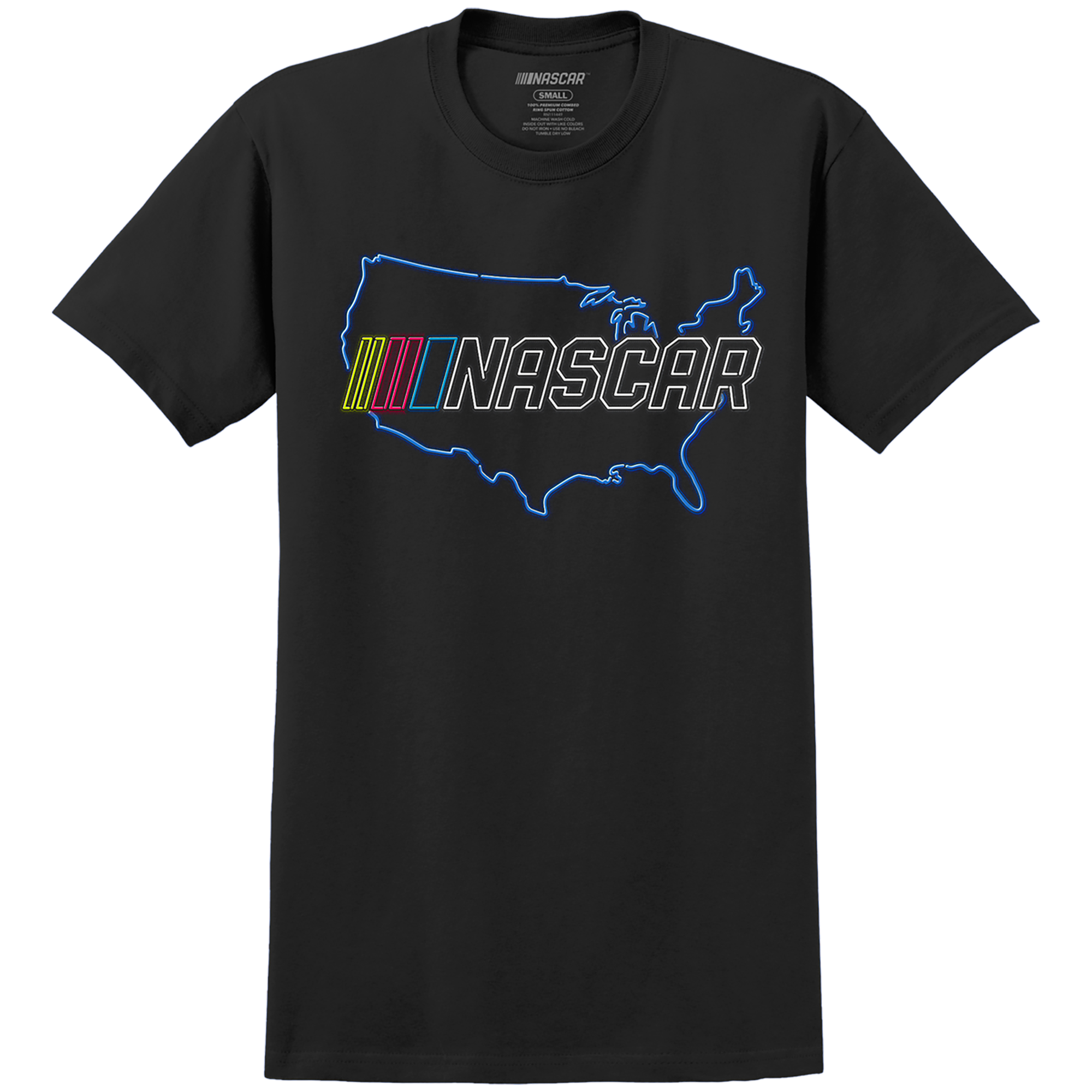 Men's Black NASCAR Neon Map T-Shirt - Image 5