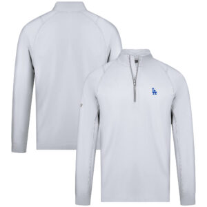 Men's Levelwear White Los Angeles Dodgers Theory Insignia Quarter-Zip Pullover