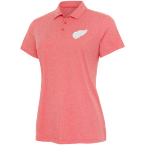 Women's Antigua Coral Detroit Red Wings White Logo Matter Polo