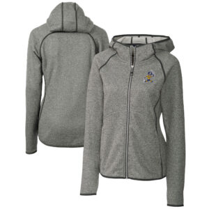 Women's Cutter & Buck  Heather Gray ETSU Buccaneers Vault Mainsail Full-Zip Hooded Jacket