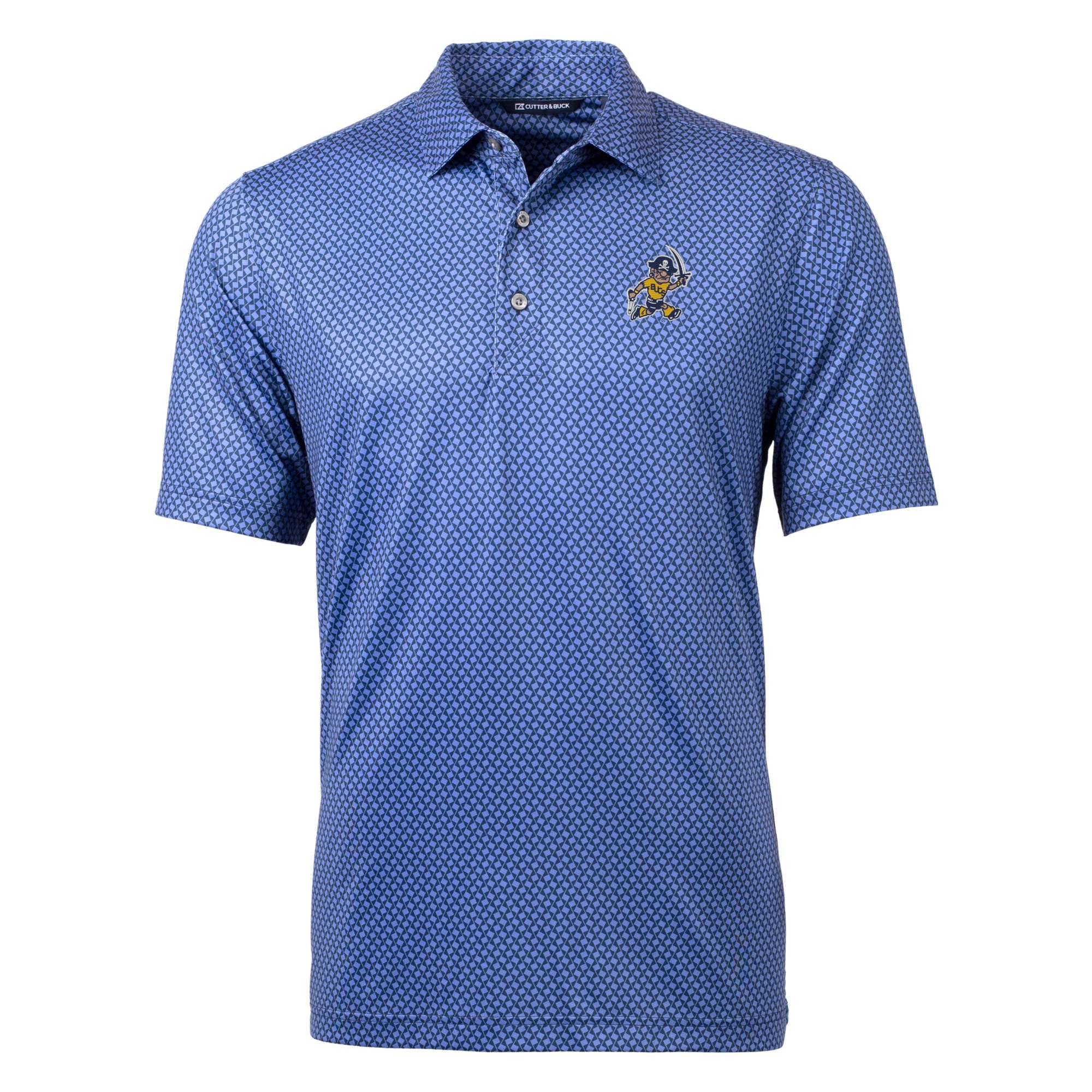 Men's Cutter & Buck Navy ETSU Buccaneers Vault Pike Banner Print Stretch Polo - Image 6