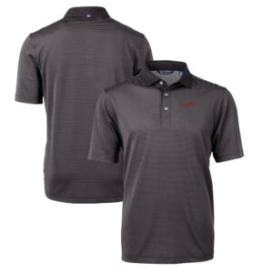 Men's Cutter & Buck Black SMU Mustangs Big & Tall Virtue Eco Pique Micro Stripe Recycled DryTec Polo