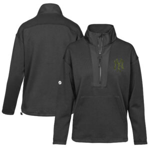 Women's Levelwear Black New York Yankees Await Digital Camo Half-Zip Pullover Jacket