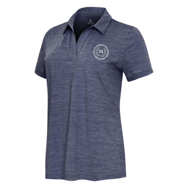 Women's 2024 U.S. Women's Mid-Amateur  Antigua Heather Navy Layout V-Neck Polo