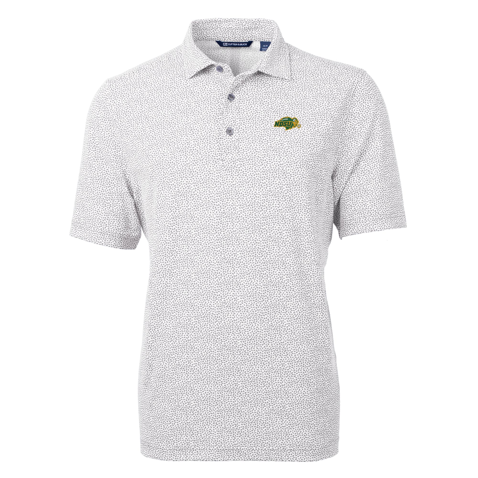 Men's Cutter & Buck White NDSU Bison Virtue Eco Pique Botanical Print Recycled DryTec Polo - Image 6