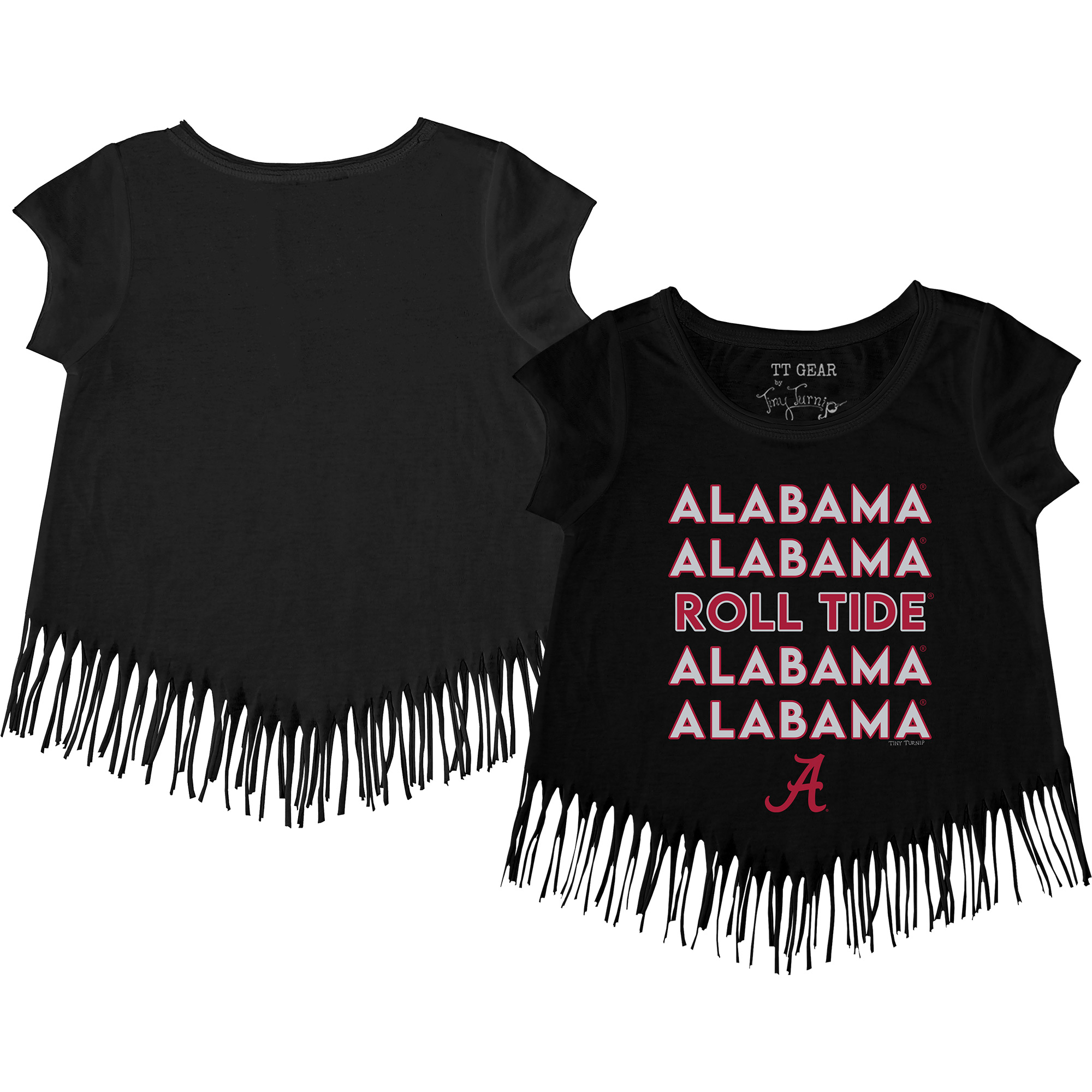 Girls Youth Tiny Turnip Black Alabama Crimson Tide Stacked Fringe T-Shirt - Image 2