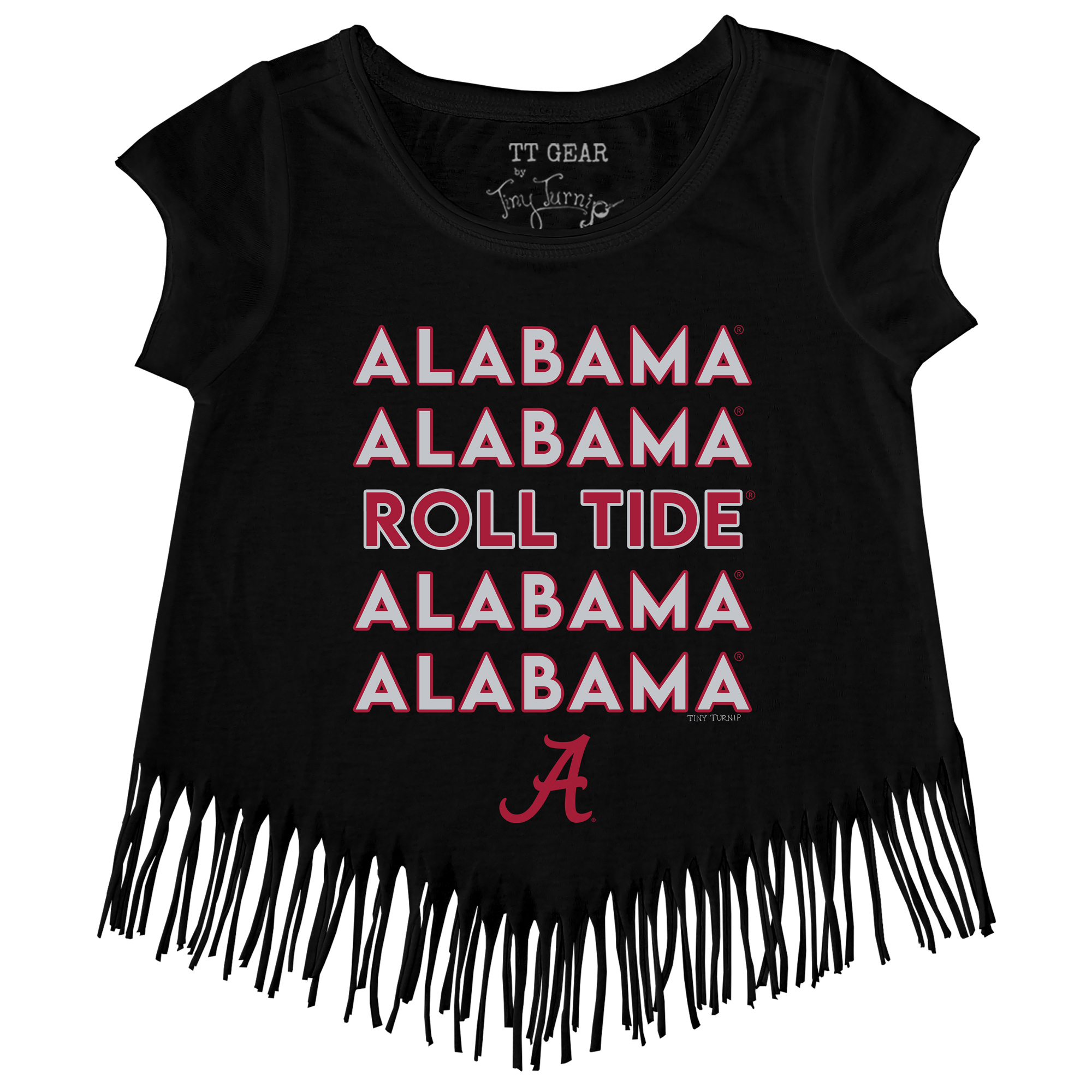 Girls Youth Tiny Turnip Black Alabama Crimson Tide Stacked Fringe T-Shirt - Image 5