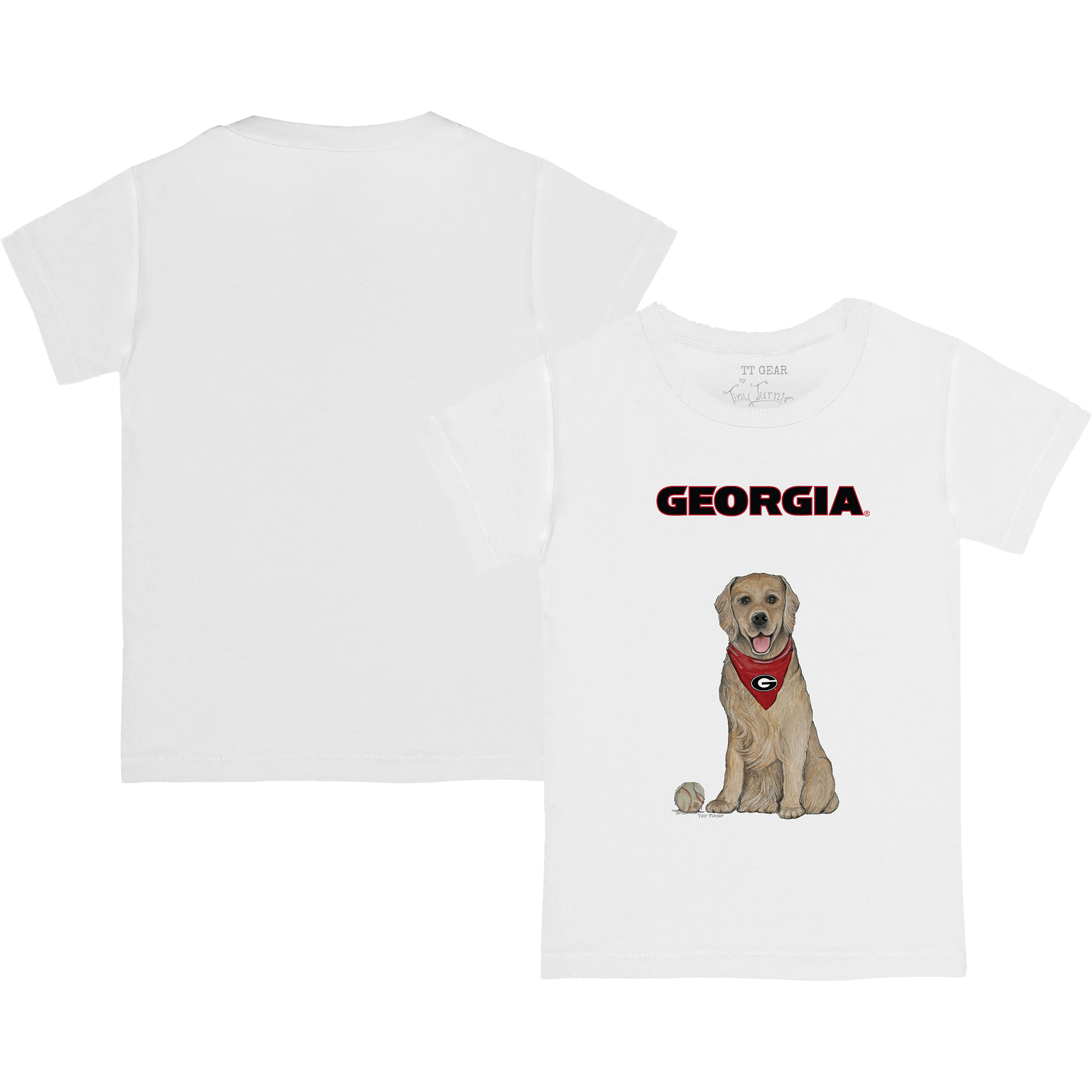 Toddler Tiny Turnip White Georgia Bulldogs Golden Retriever T-Shirt - Image 2