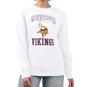 Women's G-III 4Her by Carl Banks White Minnesota Vikings Team Logo Graphic Tri-Blend Pullover Sweatshirt