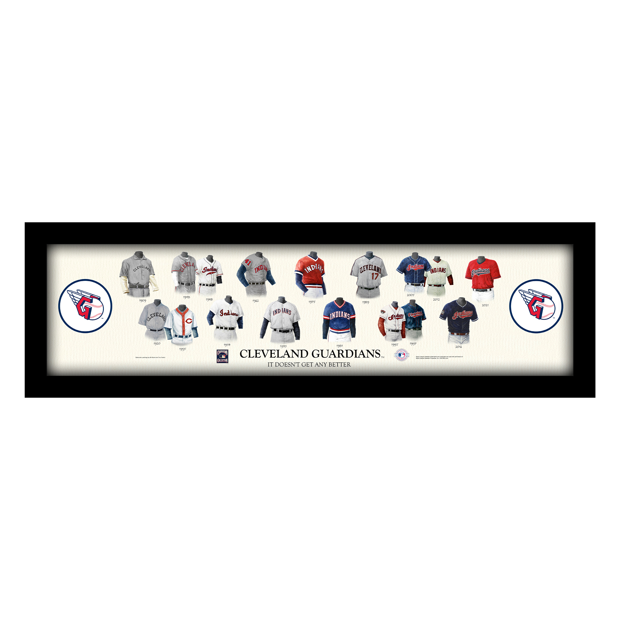 Cleveland Guardians Cooperstown Collection Framed Uniform Heritage Art Print