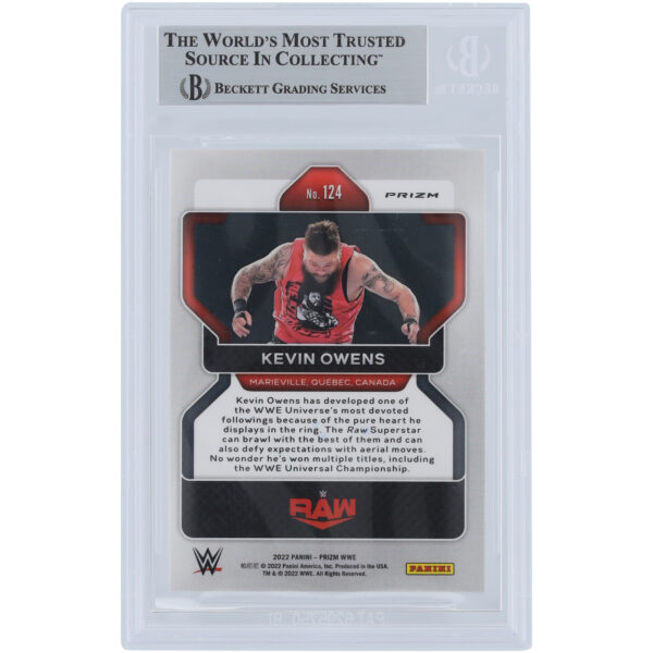 Kevin Owens WWE Autographed 2022 Panini Prizm Green Prizm #124 Beckett Fanatics Witnessed Authenticated Card - Image 5
