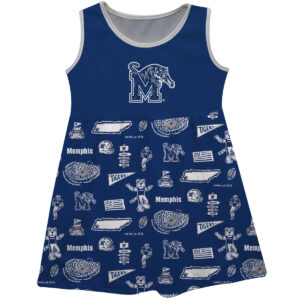 Girls Toddler Vive La Fete Royal Memphis Tigers Impressions Artwork Tank Top Dress