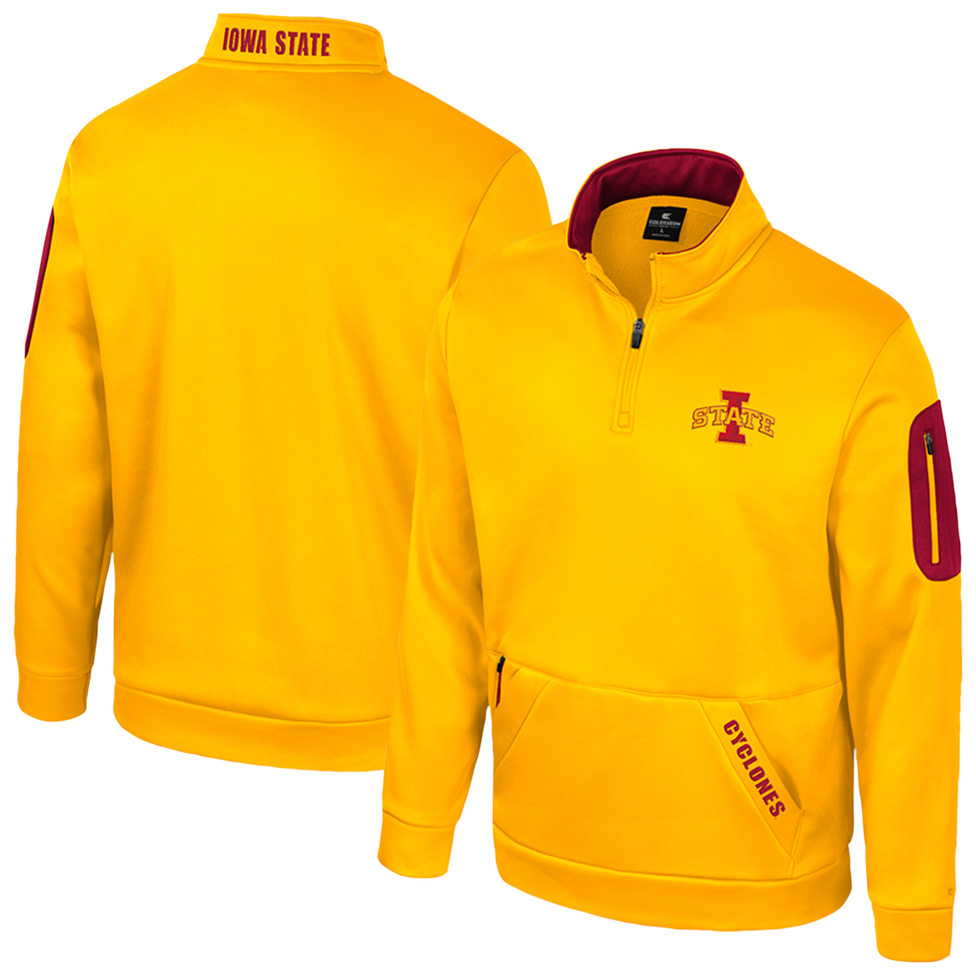 Men's Colosseum Gold Iowa State Cyclones Mainframe Quarter-Zip Fleece Jacket - Image 2