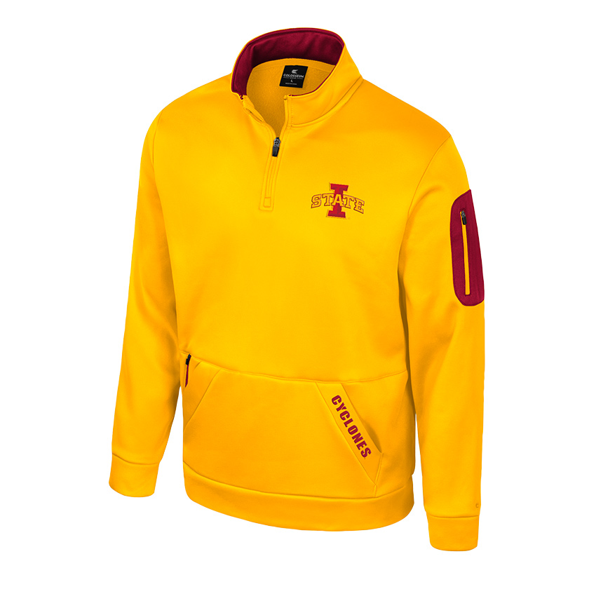 Men's Colosseum Gold Iowa State Cyclones Mainframe Quarter-Zip Fleece Jacket - Image 3