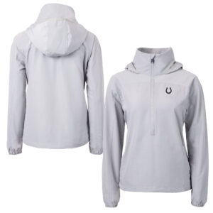 Women's Cutter & Buck Gray Indianapolis Colts Charter Eco Recycled Half-Zip Hoodie Anorak Jacket