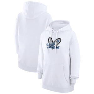 Women's G-III 4Her by Carl Banks White Tennessee Titans Animal Print Heart Team Graphic Fleece Tri-Blend Pullover Hoodie