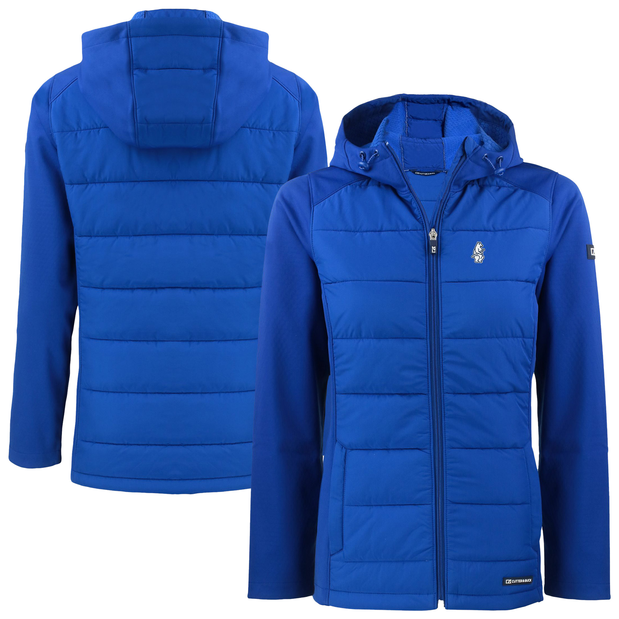 Women's Cutter & Buck Royal Chicago Cubs Cooperstown Collection Evoke Hybrid Eco Softshell Recycled Full-Zip Hoodie Jacket - Image 2