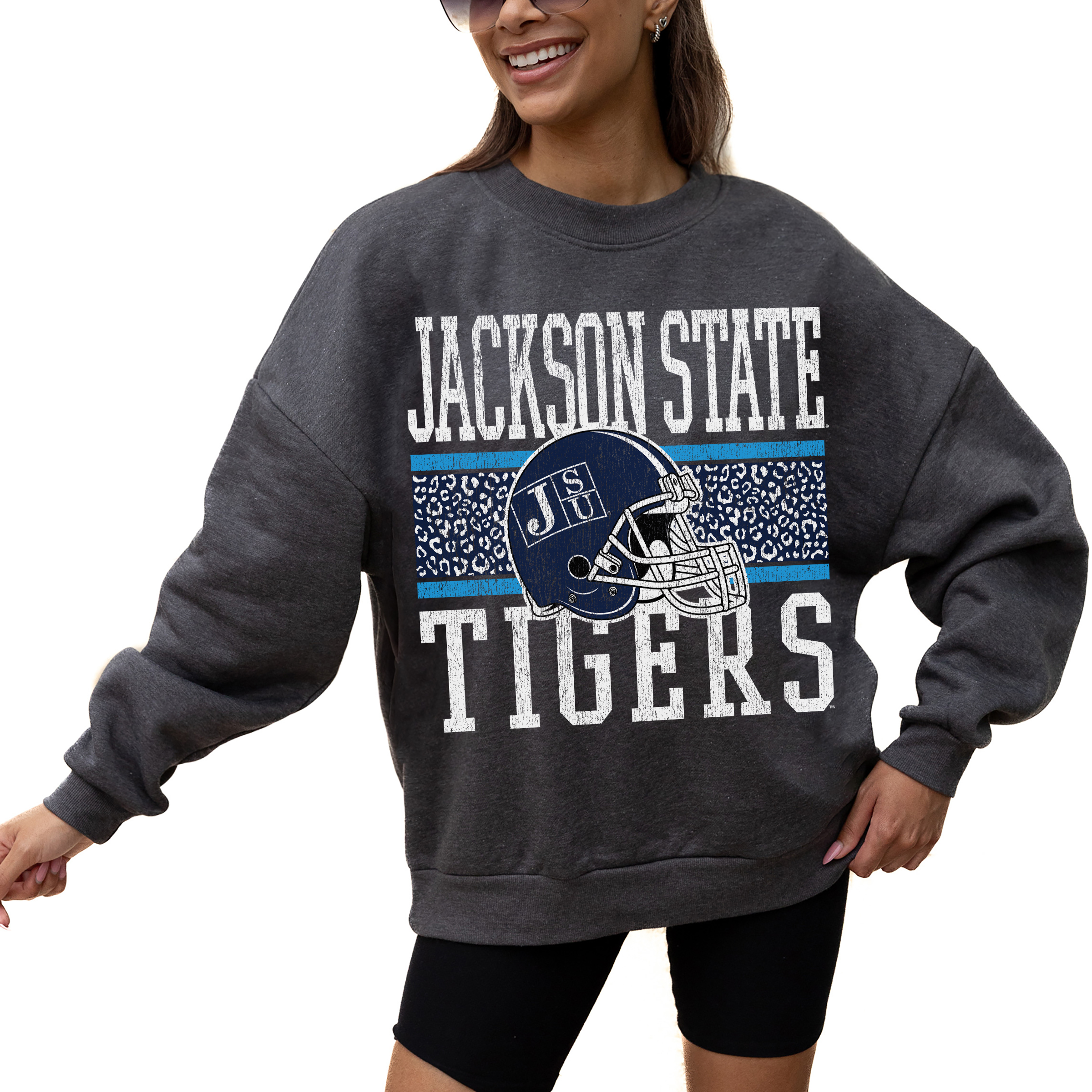 Women's Gameday Couture Charcoal Jackson State Tigers Premium Fleece Pullover Sweatshirt - Image 7
