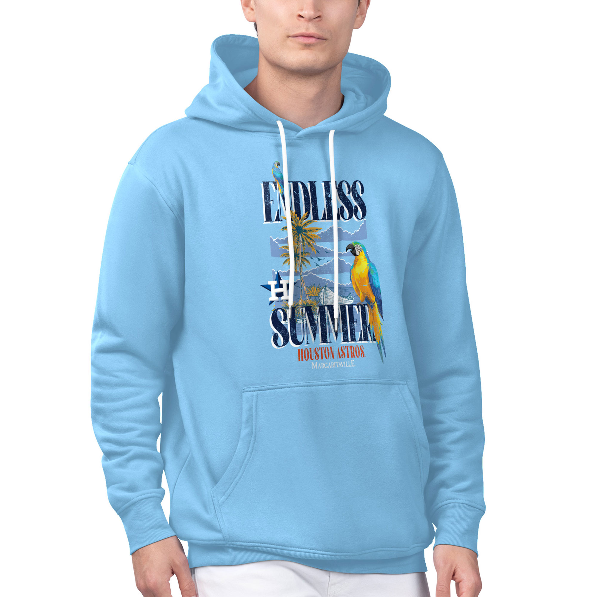 Men's Margaritaville Light Blue Houston Astros Endless Summer Parrot Graphic Pullover Hoodie - Image 4