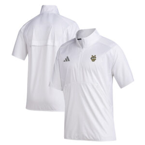 Men's adidas White UC Irvine Anteaters 2024 Sideline Raglan AEROREADY Short Sleeve Half-Zip Jacket