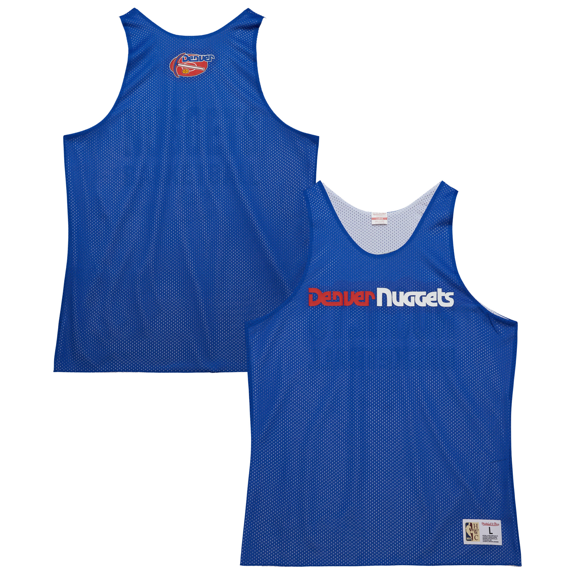 Men's Mitchell & Ness Royal/White Denver Nuggets Hardwood Classics Reversible Mesh Practice Jersey - Image 2