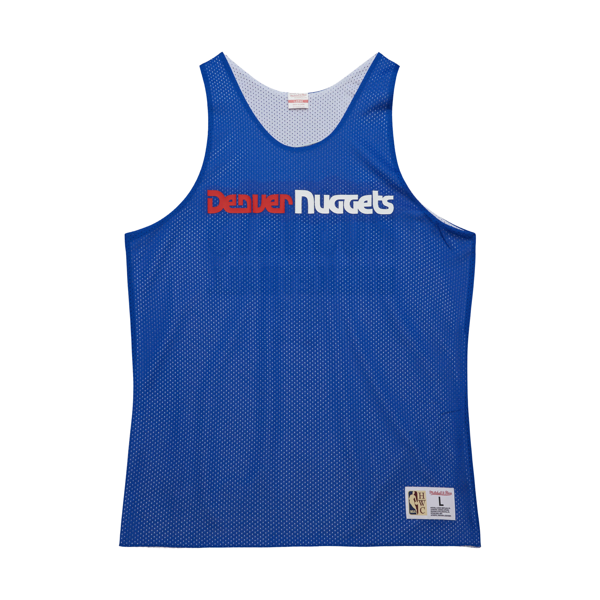 Men's Mitchell & Ness Royal/White Denver Nuggets Hardwood Classics Reversible Mesh Practice Jersey - Image 3